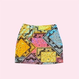 Bandana Satin Skirt, Multicolor Bandana, Size 12